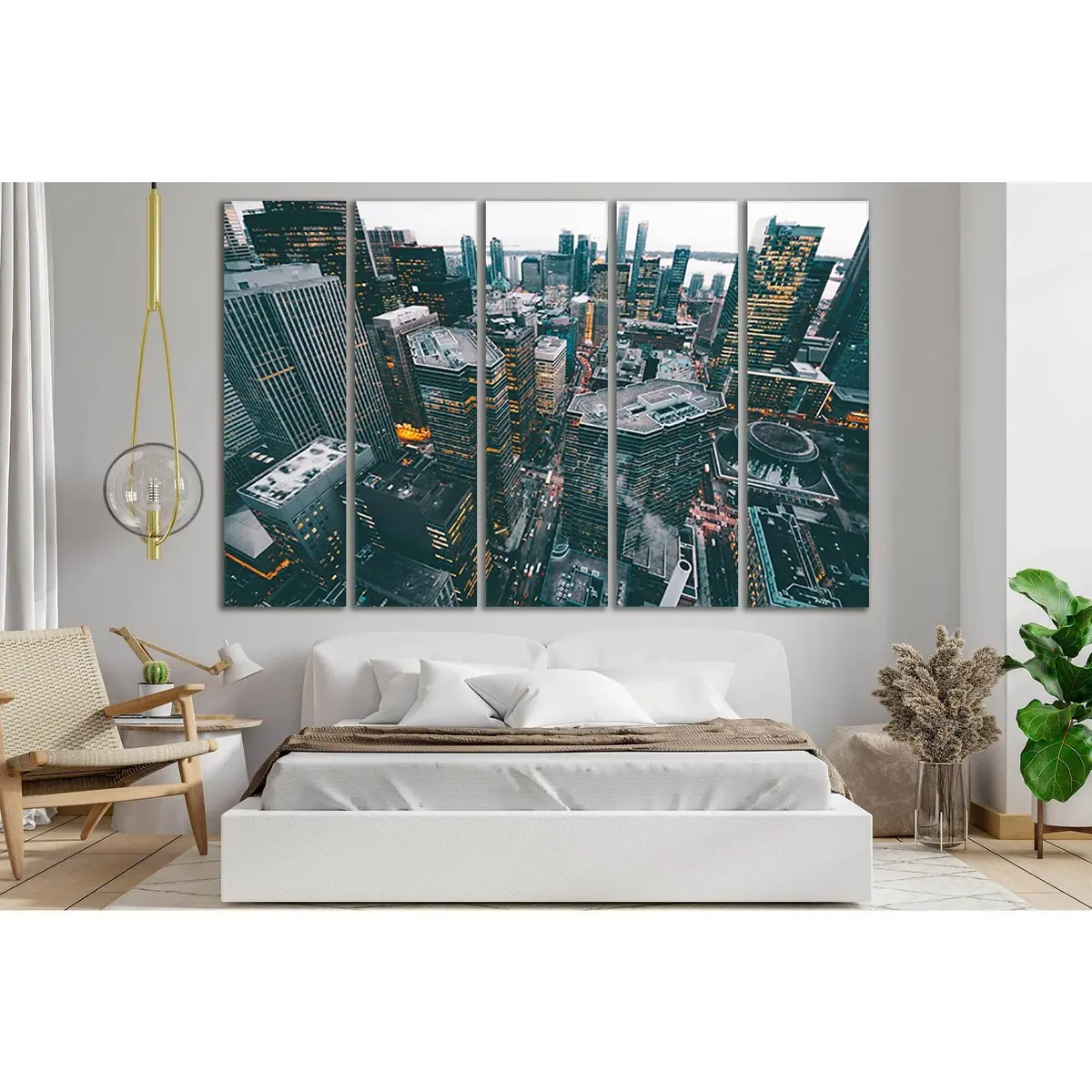 Aerial Cityscape Canvas Art – Urban Commercial District Print, Ready-to-Hang - Image 3
