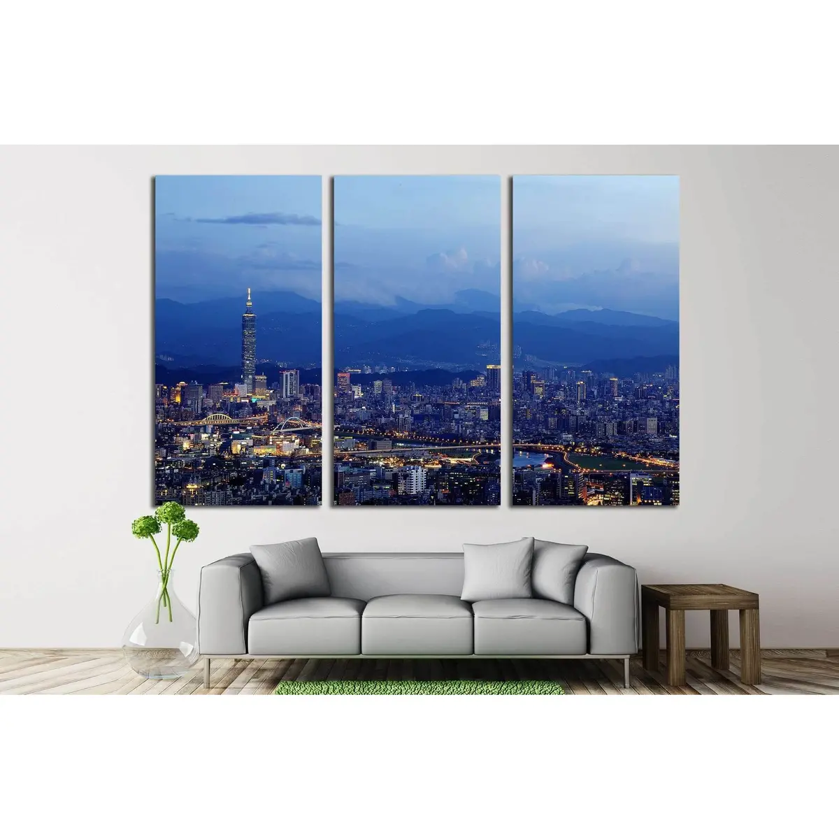 Aerial Taipei No. 556 Canvas Wall Art – Pre-Strung Ready-to-Hang Print - Image 2