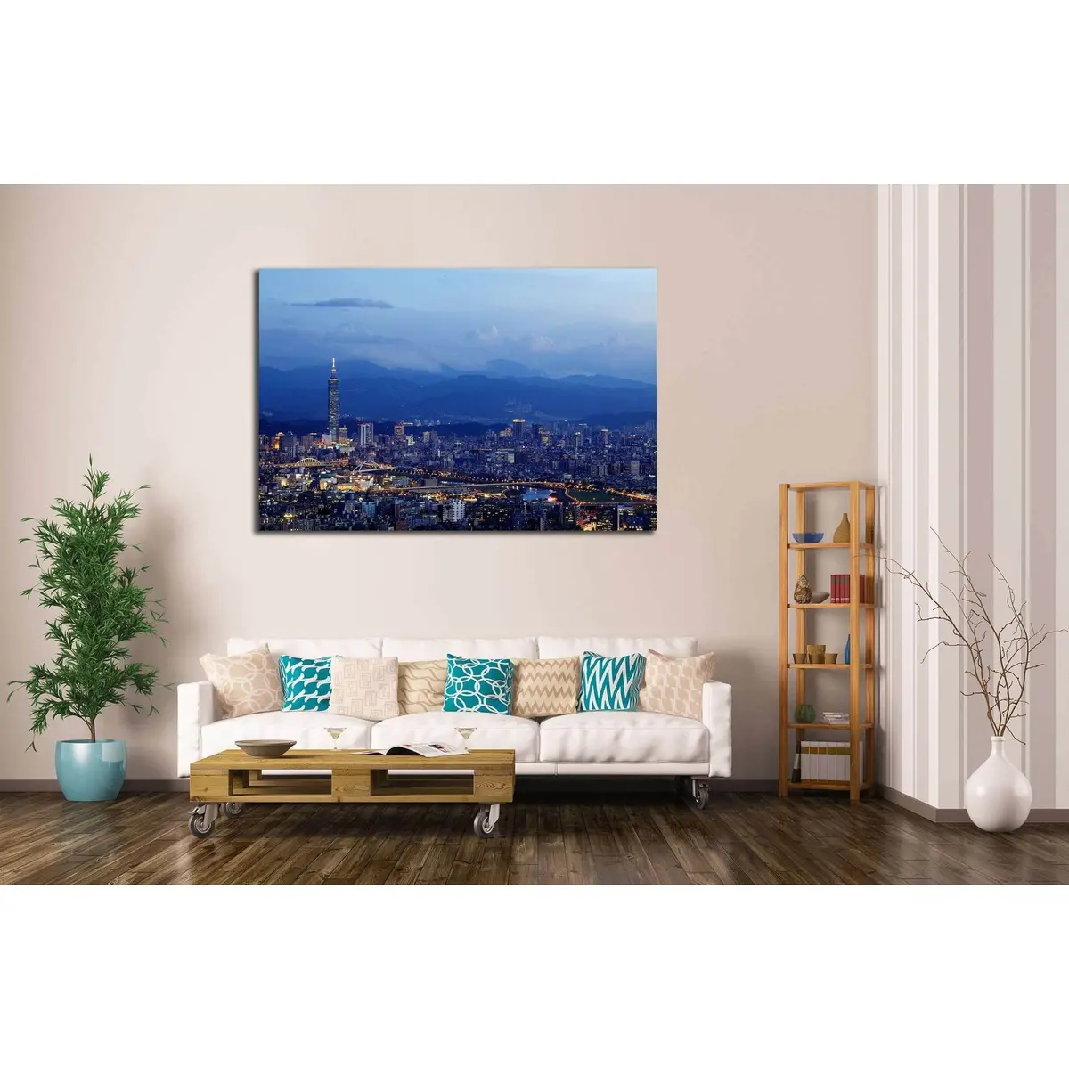 Aerial Taipei No. 556 Canvas Wall Art – Pre-Strung Ready-to-Hang Print - Image 3