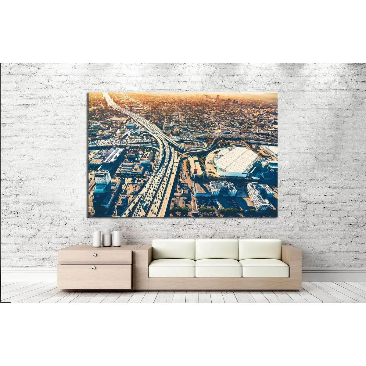 Aerial View, Los Angeles №1001 Ready To Hang Canvas Print 3