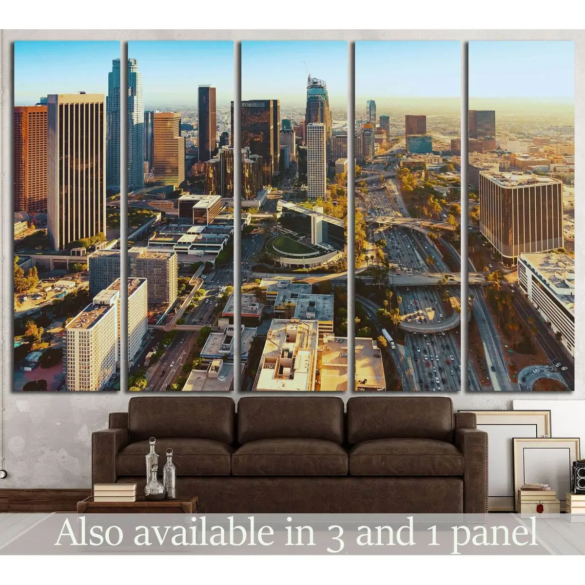 Downtown Los Angeles Aerial Sunset Canvas Wall Art – Ready-to-Hang Print #1253