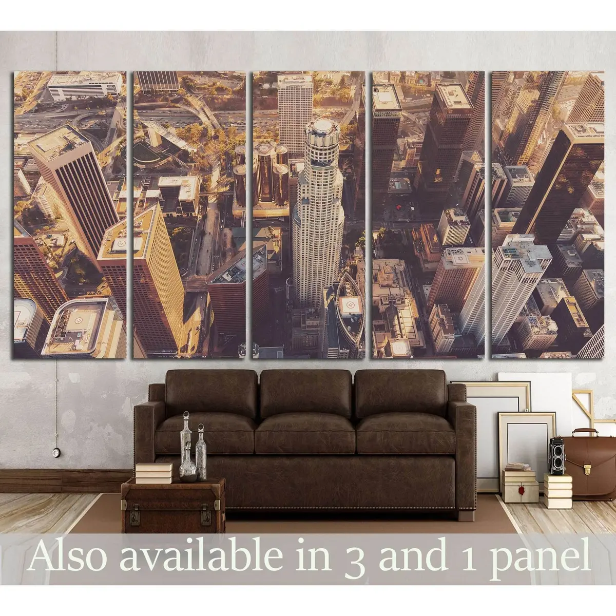 Aerial View Of A Downtown Los Angeles At Sunset №1271 Ready To Hang Canvas Print 5