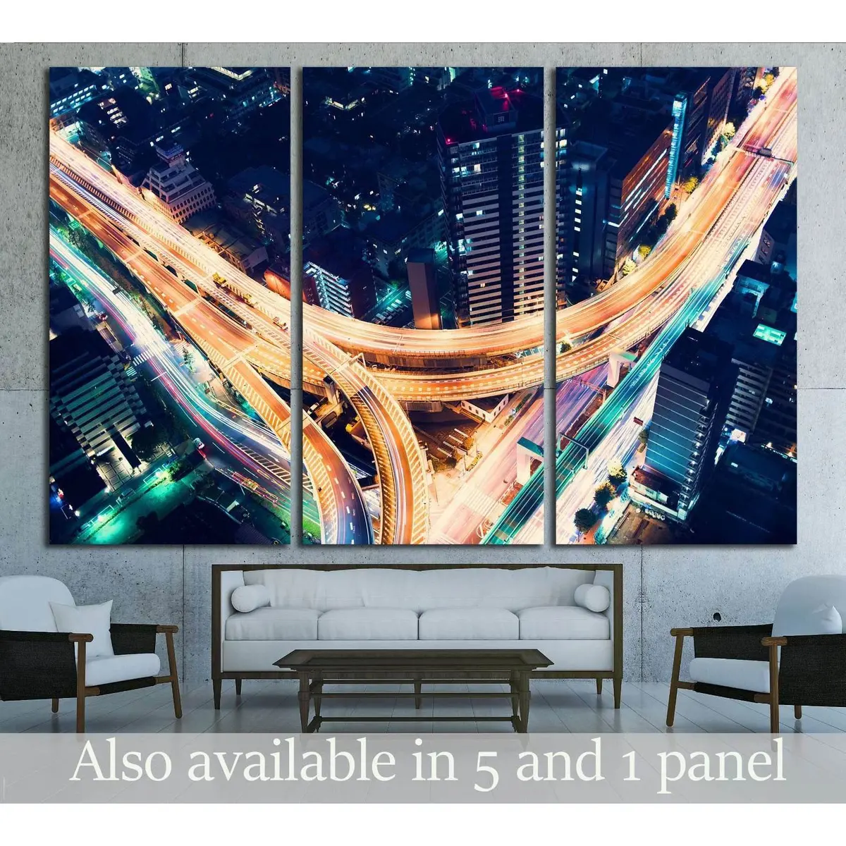 Aerial View Of A Massive Highway Intersection At Night In Shinjuku, Tokyo, Japan №2181 Ready To Hang Canvas Print 5