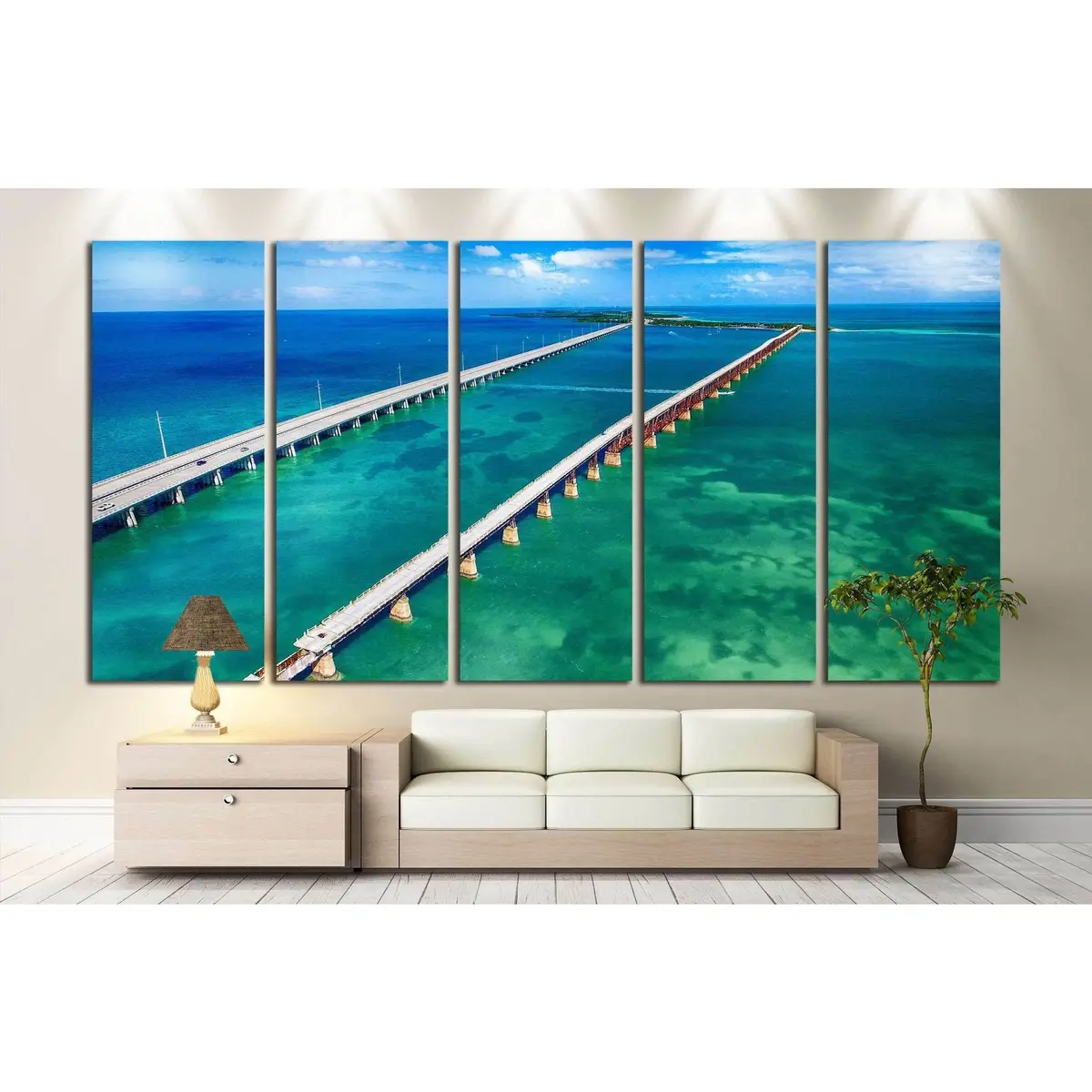 Aerial Bridge Photography Over the Florida Keys – Ready-to-Hang Canvas Wall Art #1312 - Image 3