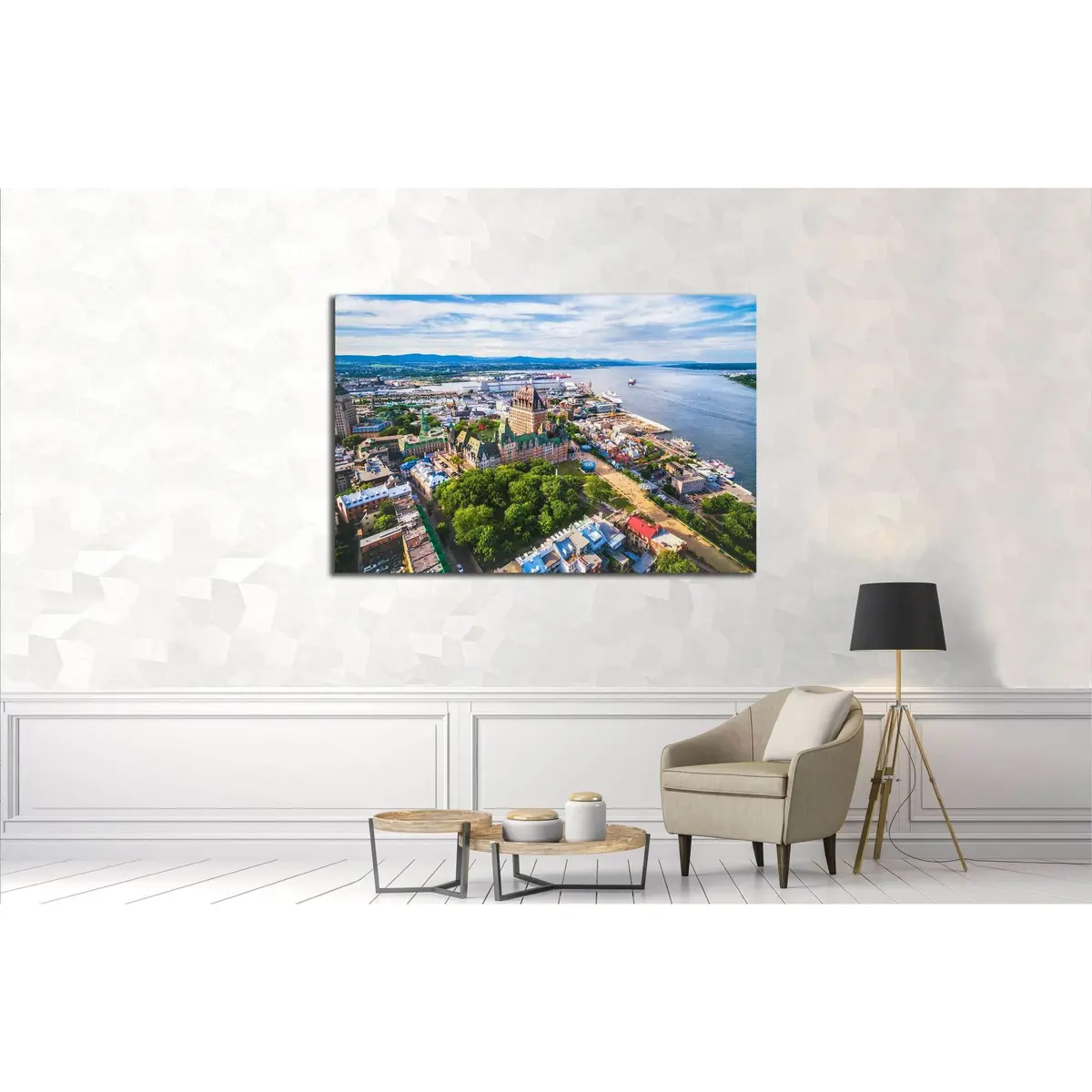 Aerial View Of Chateau Frontenac Hotel And Old Port In Quebec City, Canada. №2739 Ready To Hang Canvas Print 3