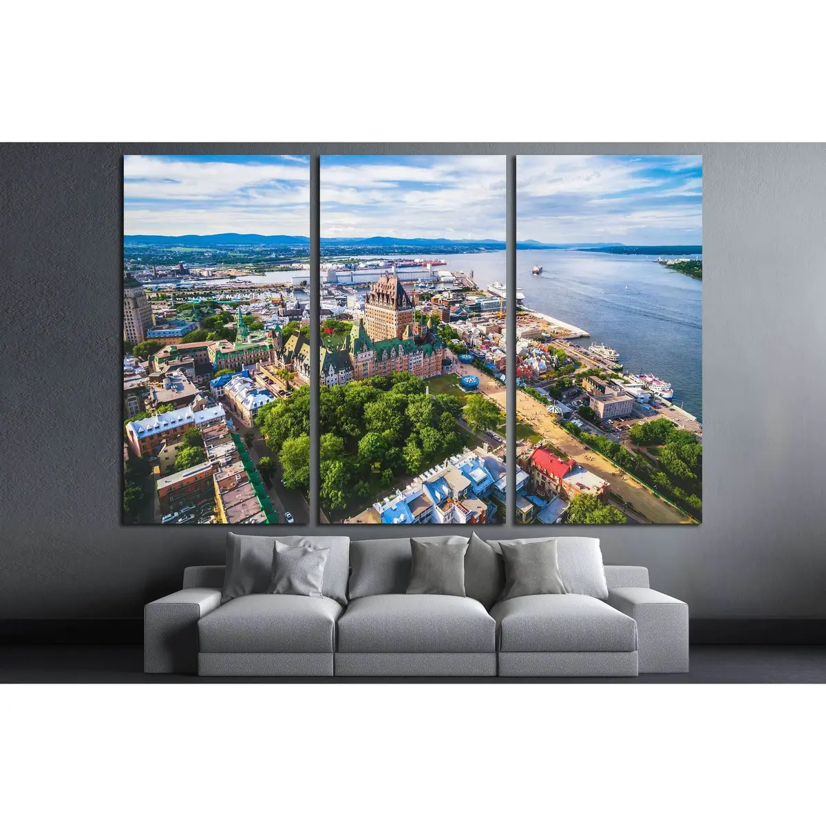 Aerial View Of Chateau Frontenac Hotel And Old Port In Quebec City, Canada. №2739 Ready To Hang Canvas Print 5
