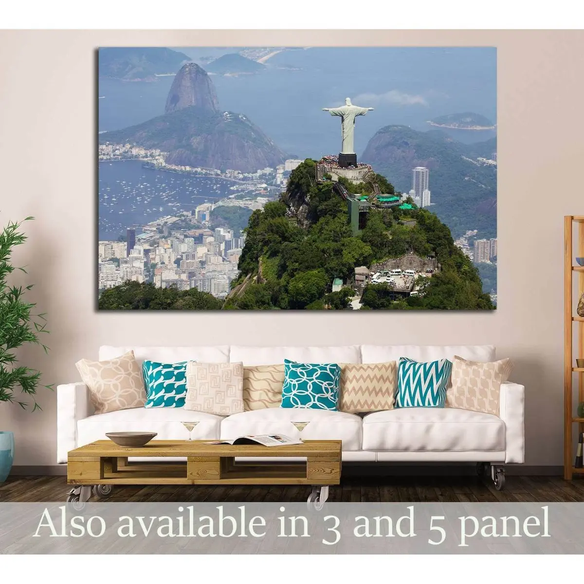 Aerial View Of Christ Redeemer And Corcovado Mountain №1629 Ready To Hang Canvas Print 1