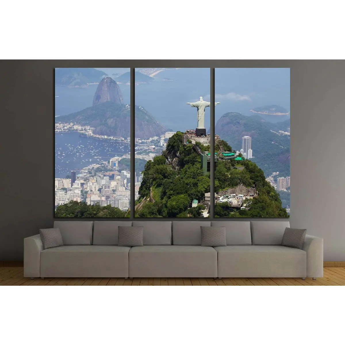 Aerial View Of Christ Redeemer And Corcovado Mountain №1629 Ready To Hang Canvas Print 5