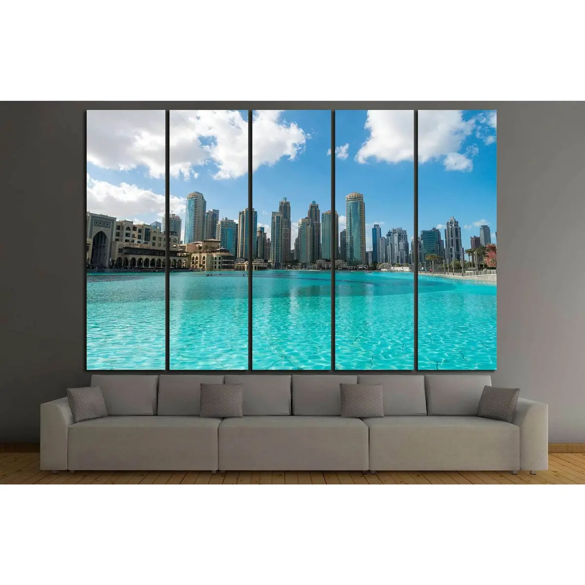 Stunning Aerial Dubai Skyline Canvas Wall Art – Pre-Installed Hanging Hardware - Image 3