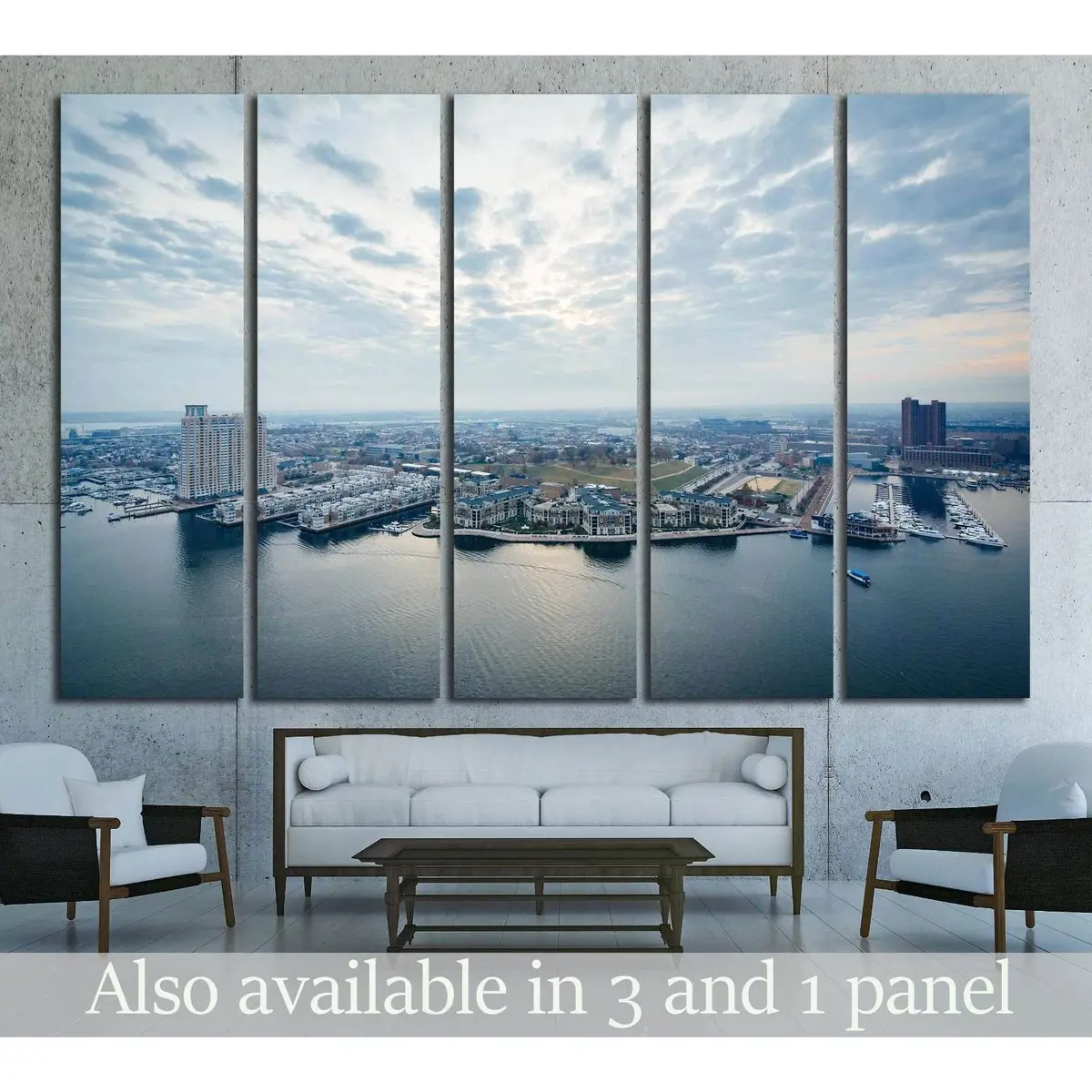 Baltimore Aerial Canvas Art – Federal Hill and Inner Harbor Skyline Wall Decor