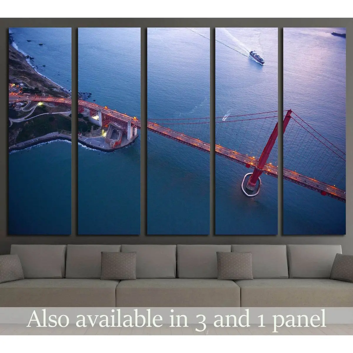 Vintage 1946 Aerial Photograph of the Golden Gate Bridge — Ready-to-Hang Canvas Print