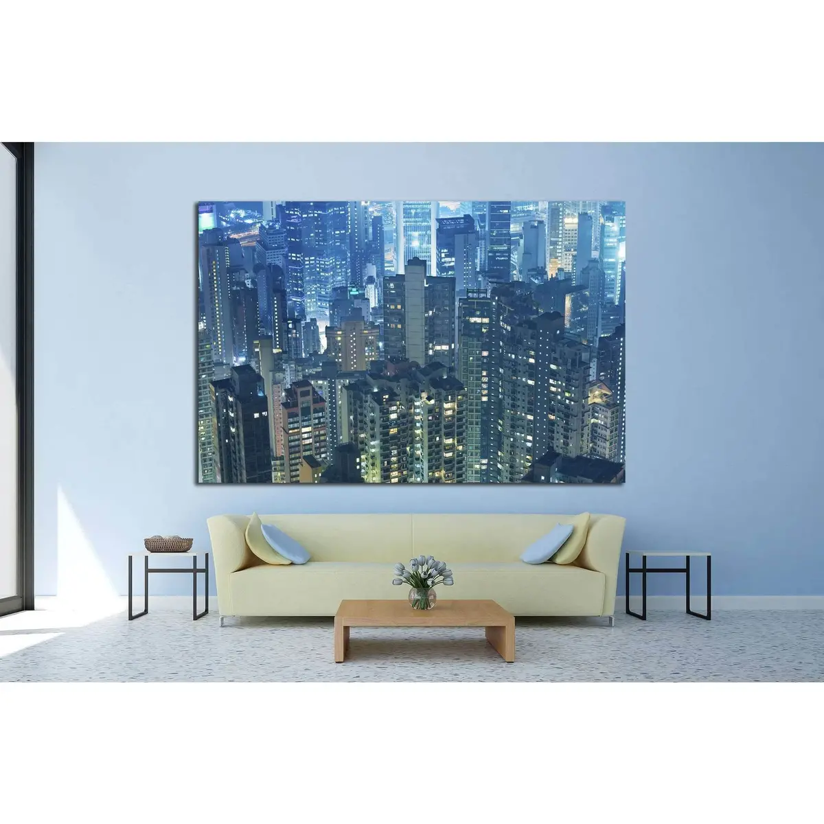 Aerial View Of Hong Kong City №1525 Ready To Hang Canvas Print 3