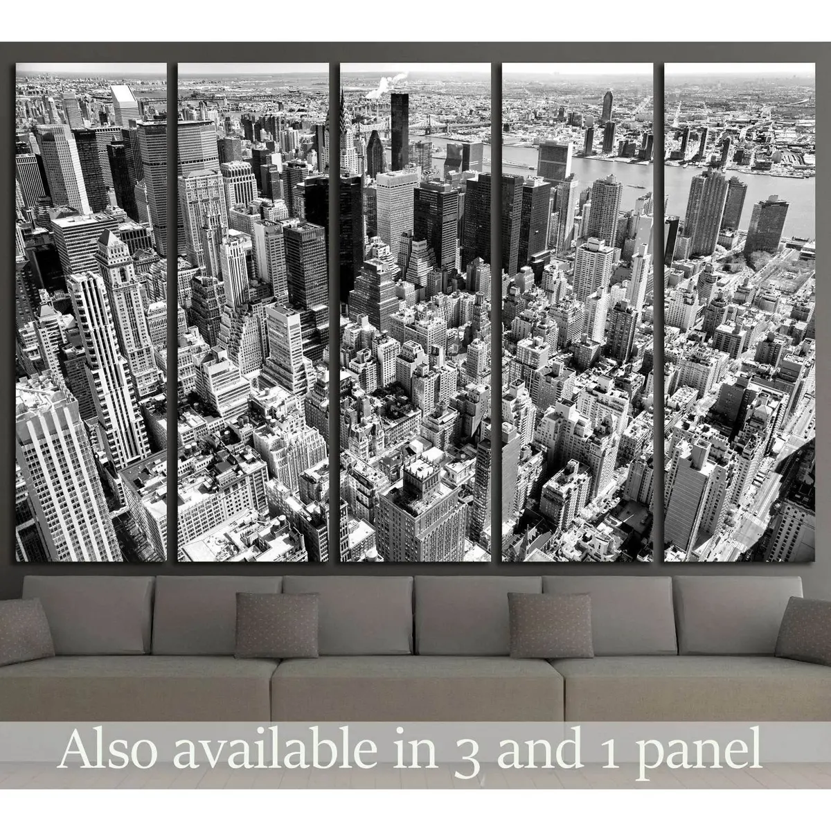 Stunning aerial photograph of Manhattan, New York City — premium ready-to-hang canvas print capturing the iconic urban landscape of the USA.