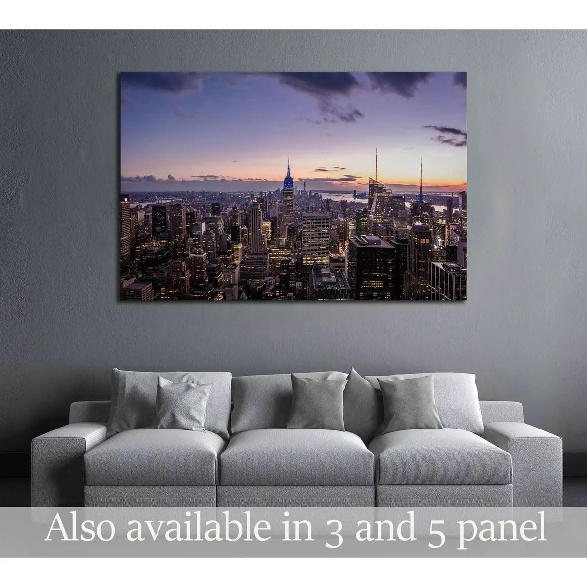Aerial View Of Manhattan Skyline At Sunset - New York, Usa №2729 Ready To Hang Canvas Print 1