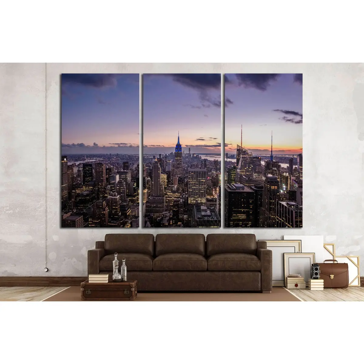 Aerial View Of Manhattan Skyline At Sunset - New York, Usa №2729 Ready To Hang Canvas Print 5