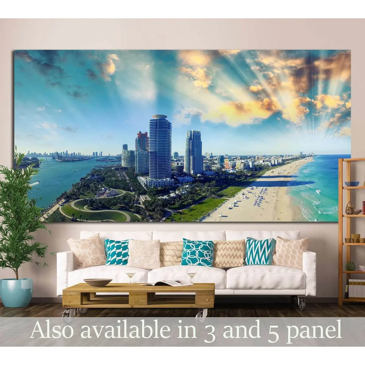 Aerial View Of Miami Beach, Florida №1224 Ready To Hang Canvas Print 1