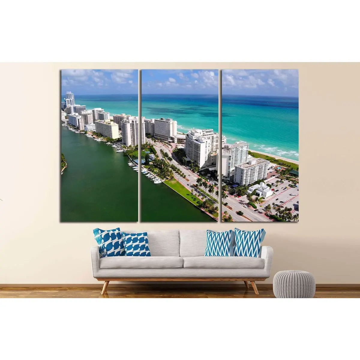 Aerial View Of Miami South Beach, Florida, Usa №1203 Ready To Hang Canvas Print 5