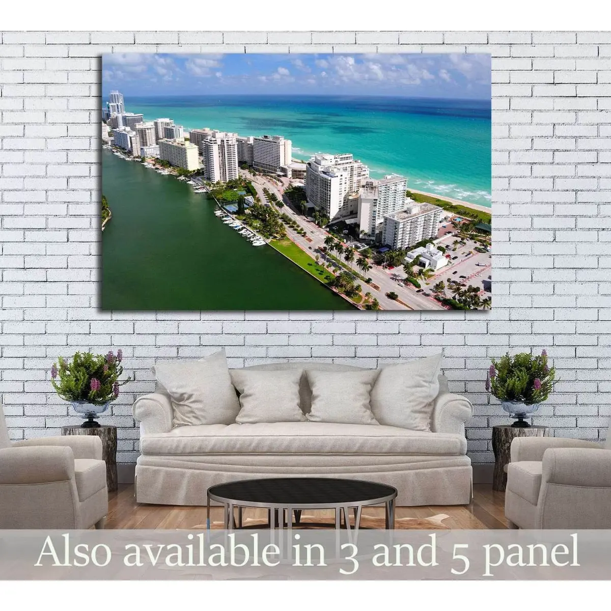 Aerial View Of Miami South Beach, Florida, Usa №1203 Ready To Hang Canvas Print 1