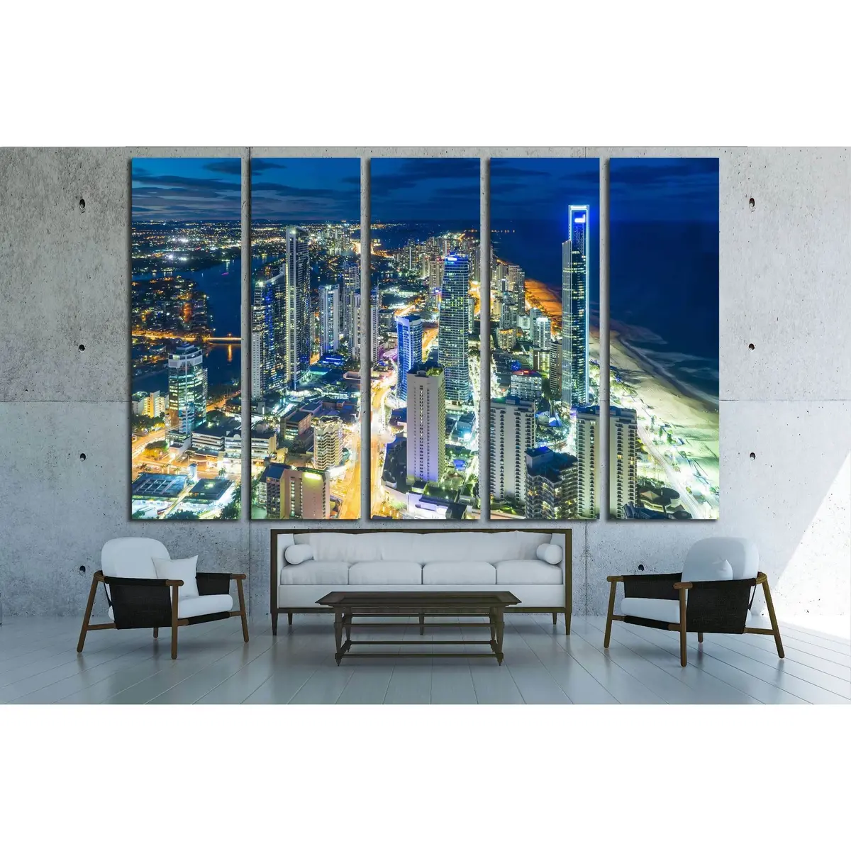 Gold Coast Night Skyline Aerial Canvas Art Featuring Light Trails – Ready-to-Hang Print #2971 - Image 3