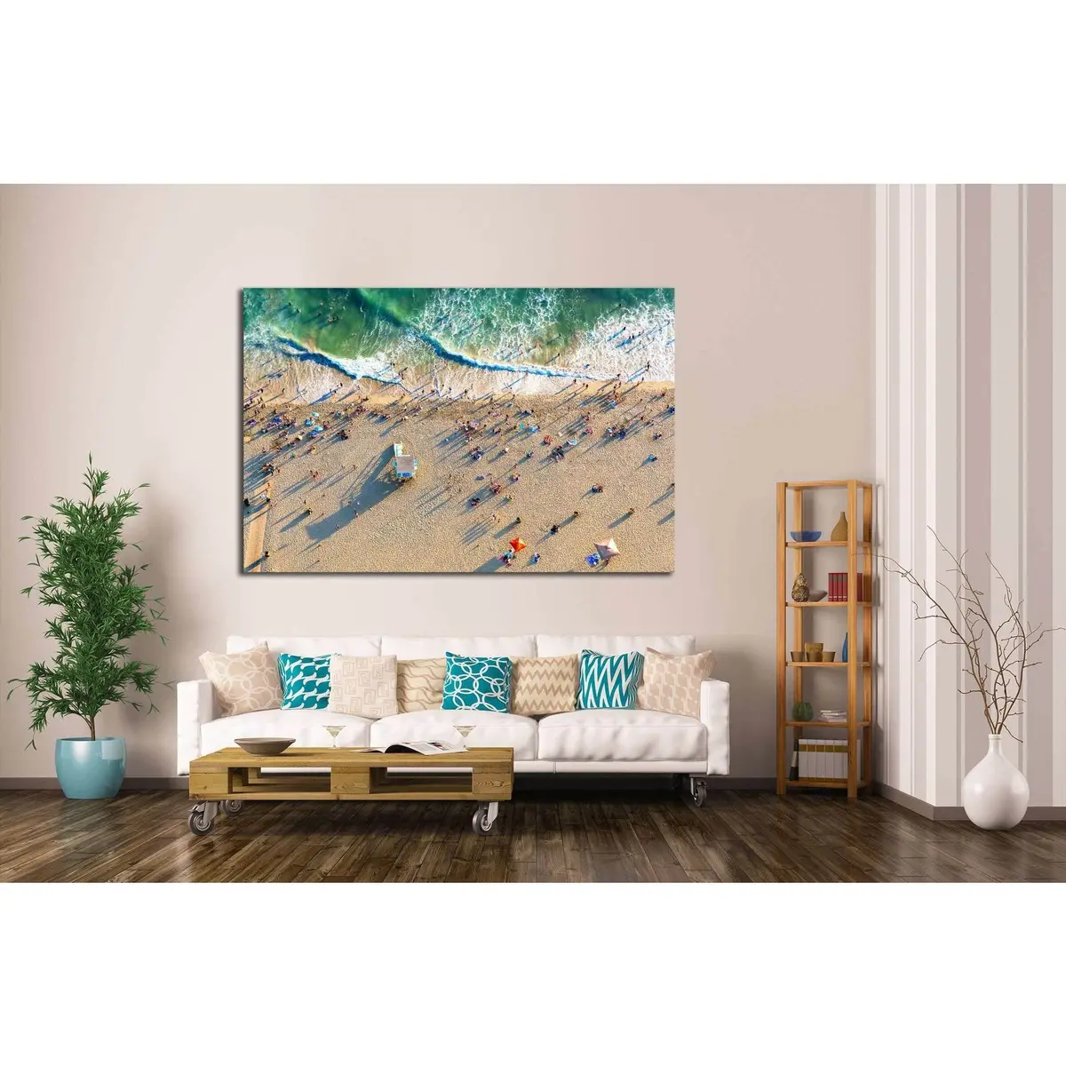 Aerial View Of The Beach In Santa Monica, Ca №2003 Ready To Hang Canvas Print 3