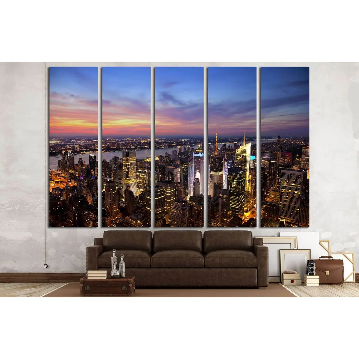 New York City Skyline Aerial View at Sunset – Ready-to-Hang Canvas Wall Art #2651 - Image 3