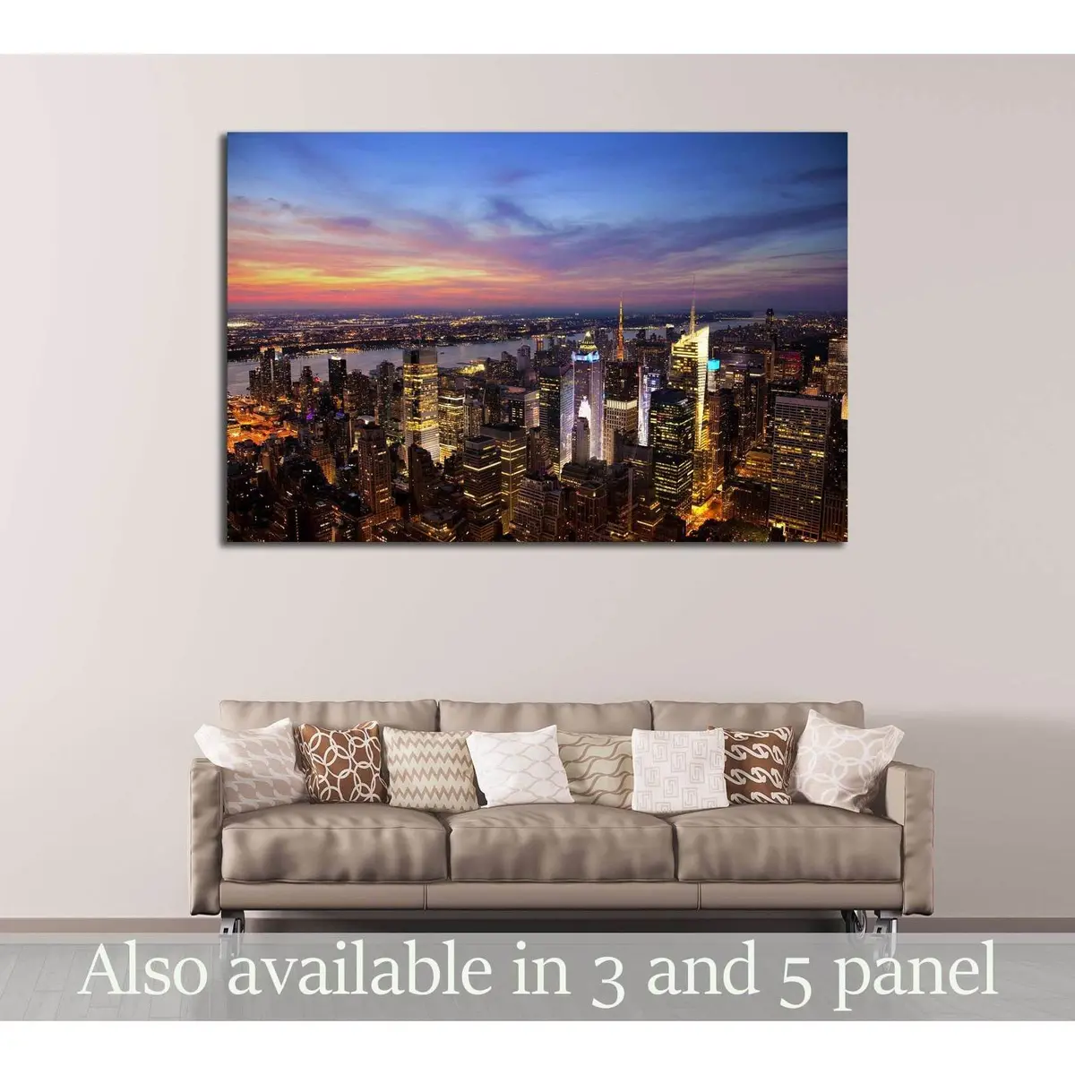 Aerial View Of The New York City Skyline At Sunset №2651 Ready To Hang Canvas Print 1