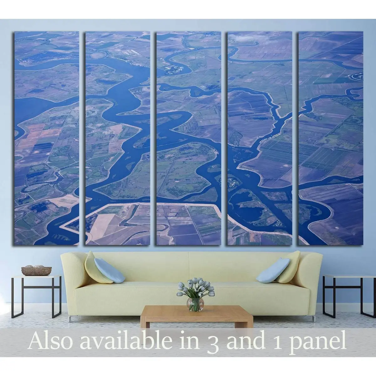 Aerial Photo of Sacramento–San Joaquin River Delta, California — Premium Ready-to-Hang Canvas Wall Art #1820
