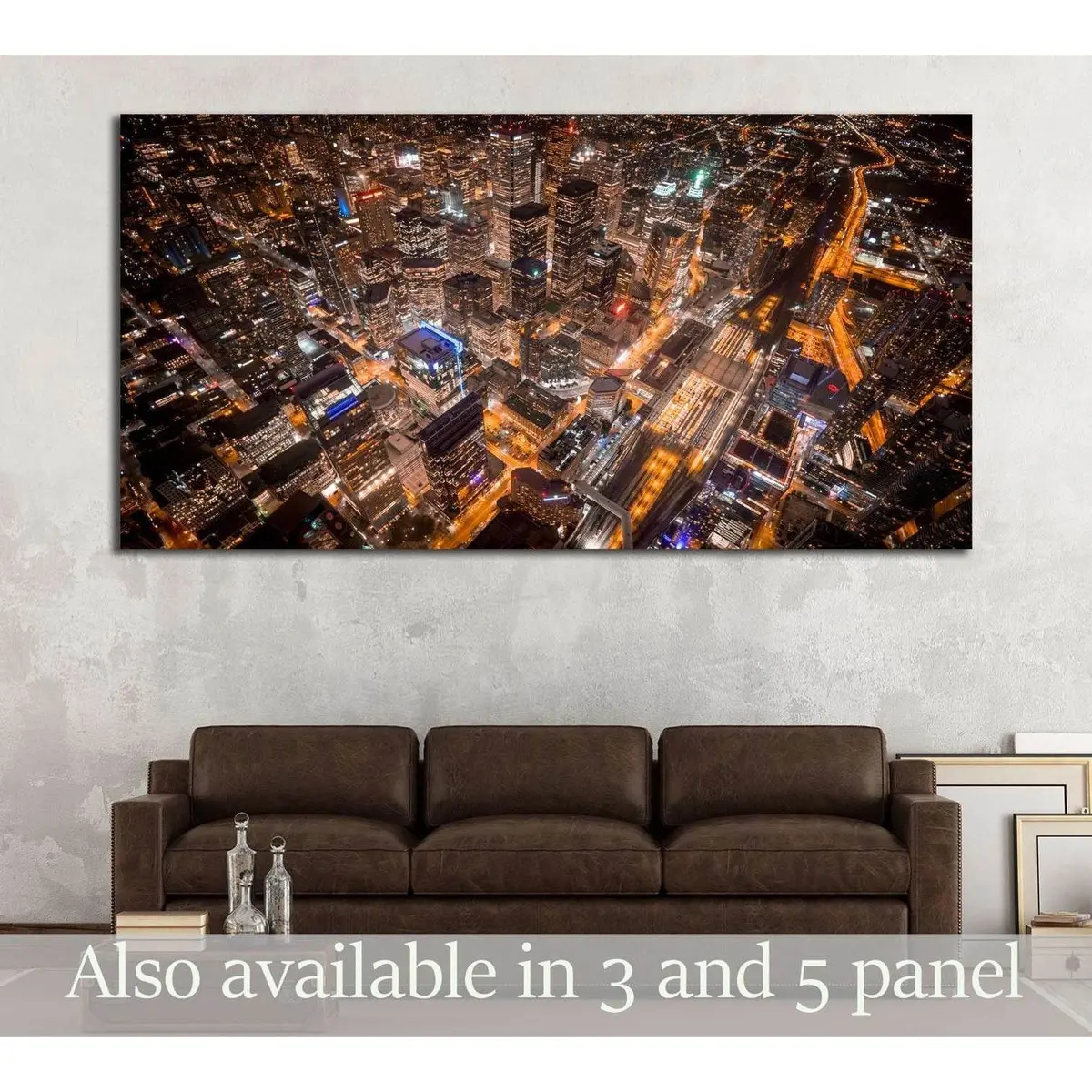 Aerial View Of Toronto City At Night №2060 Ready To Hang Canvas Print 1
