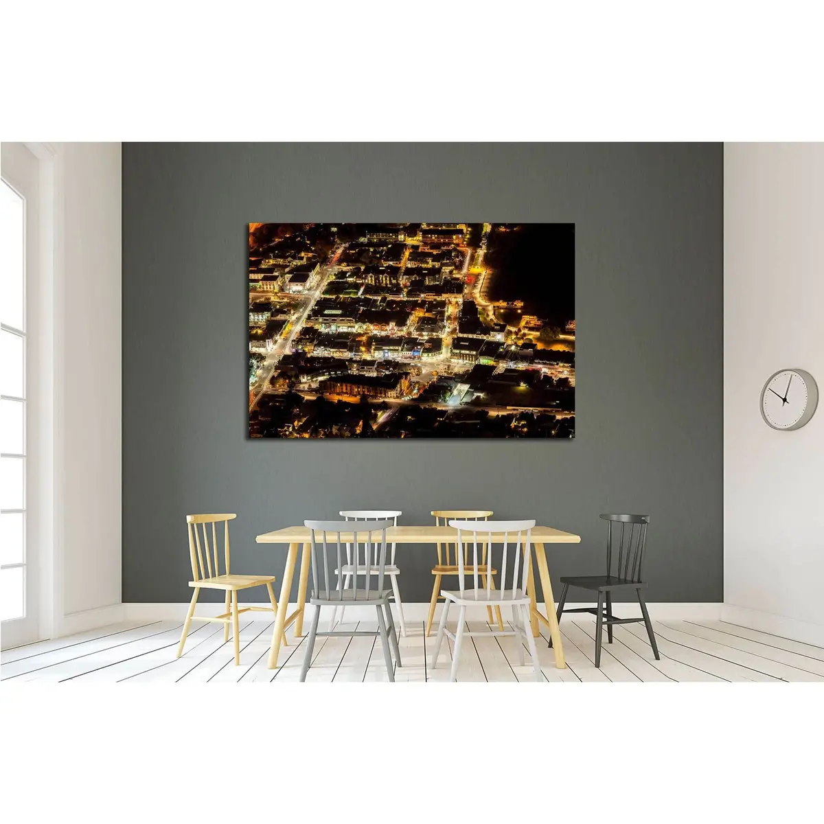 Aerial View Of Transportation Light Trail Of Queenstown, New Zealand №2255 Ready To Hang Canvas Print 3