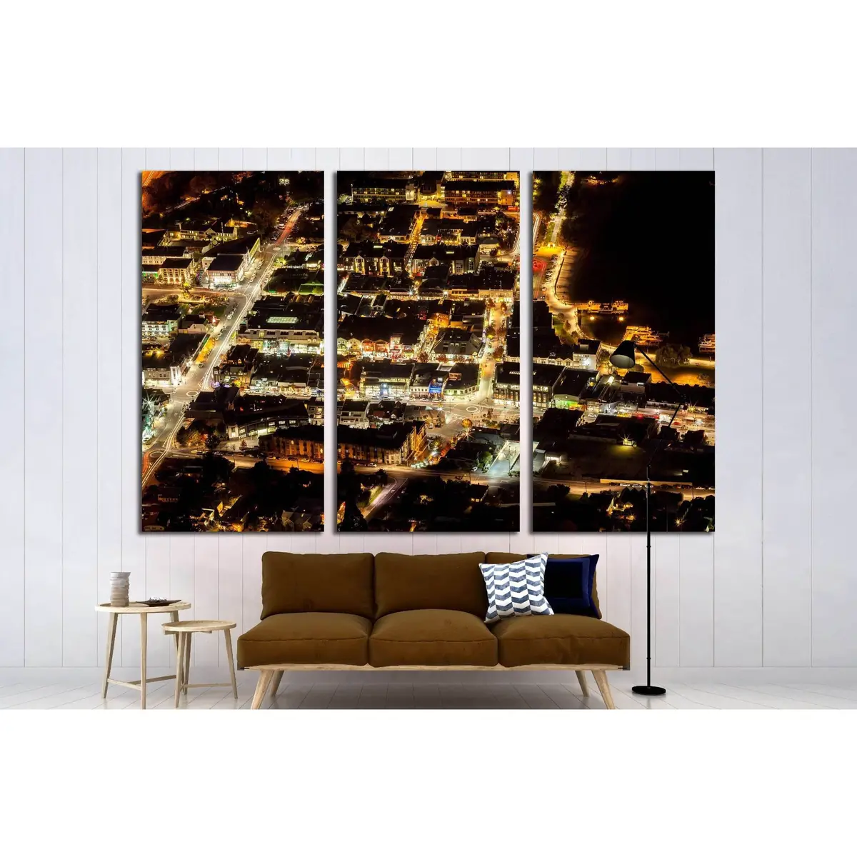 Aerial View Of Transportation Light Trail Of Queenstown, New Zealand №2255 Ready To Hang Canvas Print 5