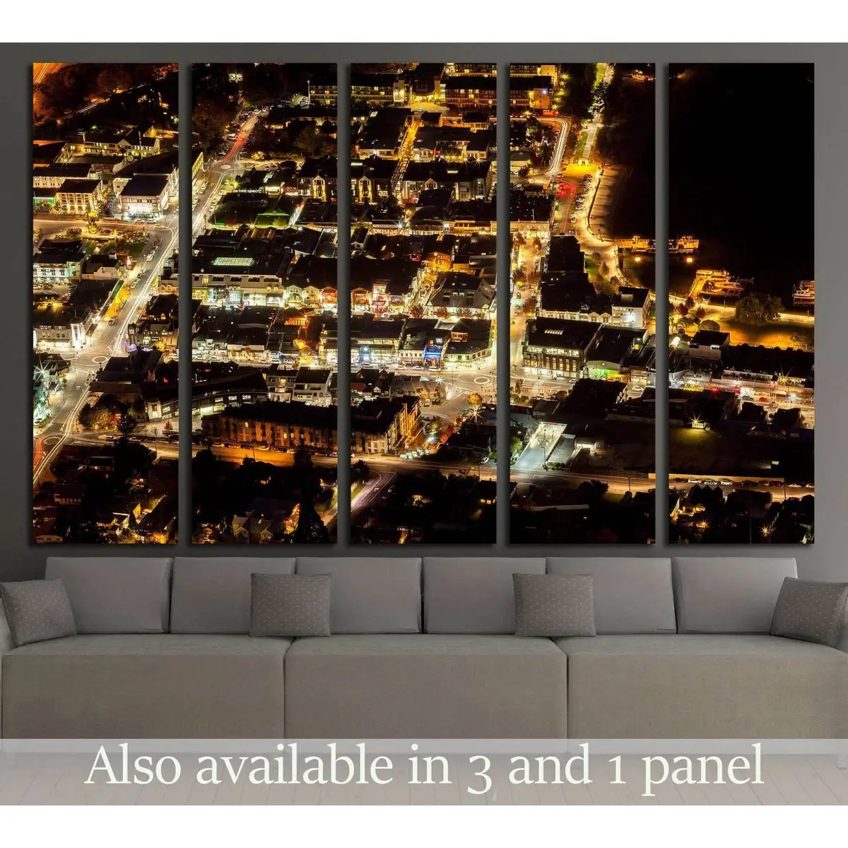 Aerial Queenstown Light Trail Canvas Art Print – Ready to Hang