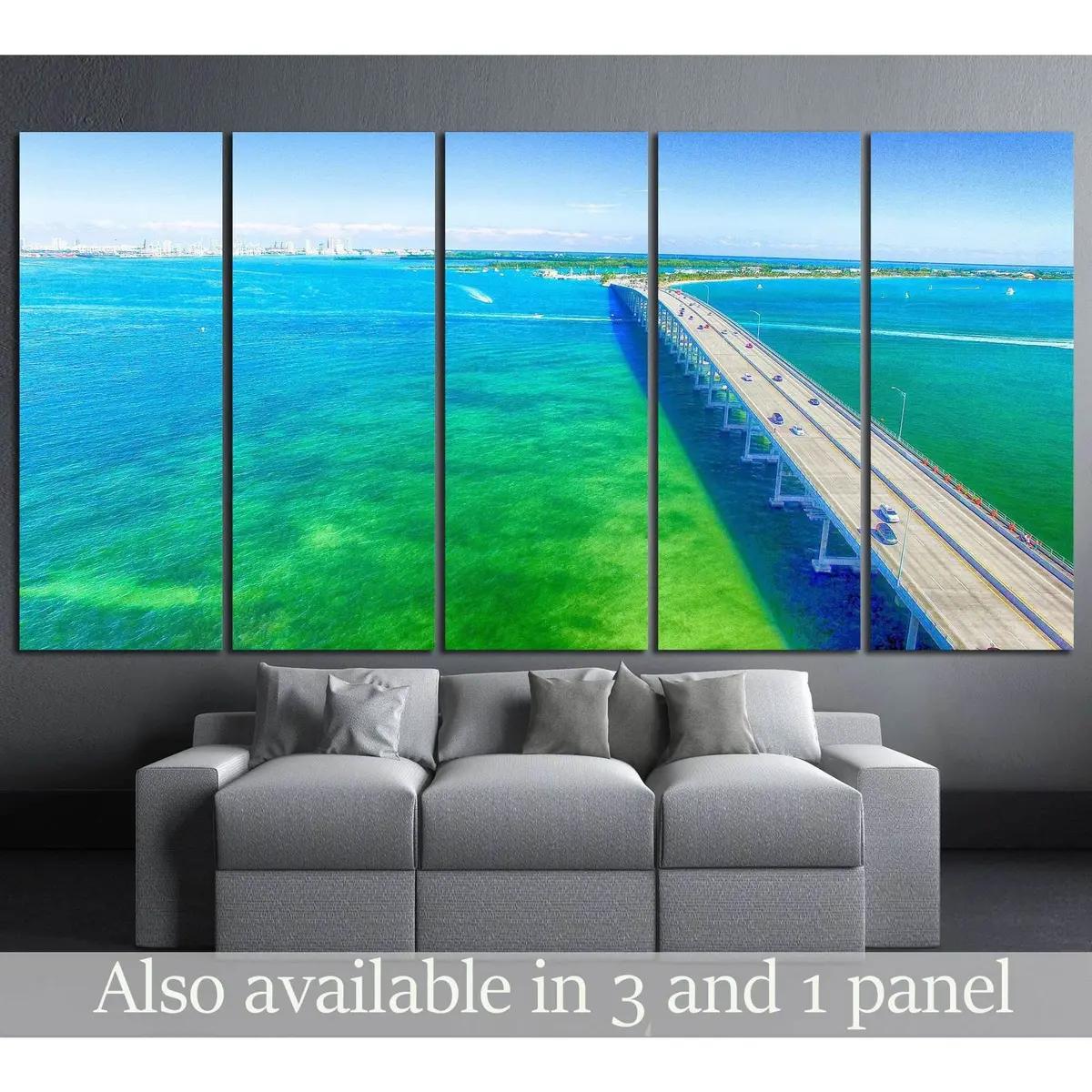Miami Aerial Photography Canvas Art Print – Sunny Day View #1314, Ready to Hang