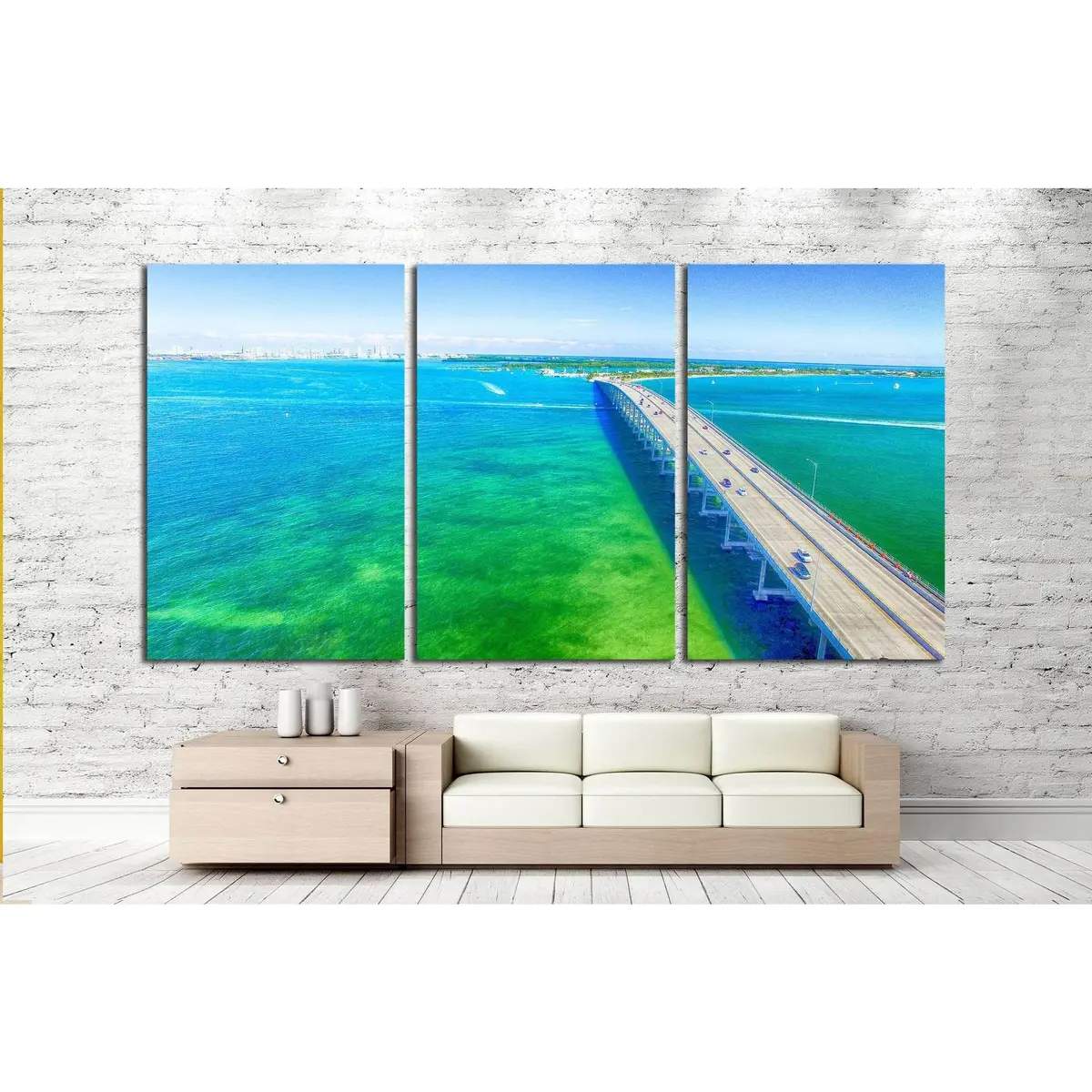Aerial View On A Sunny Day In Miami №1314 Ready To Hang Canvas Print 5