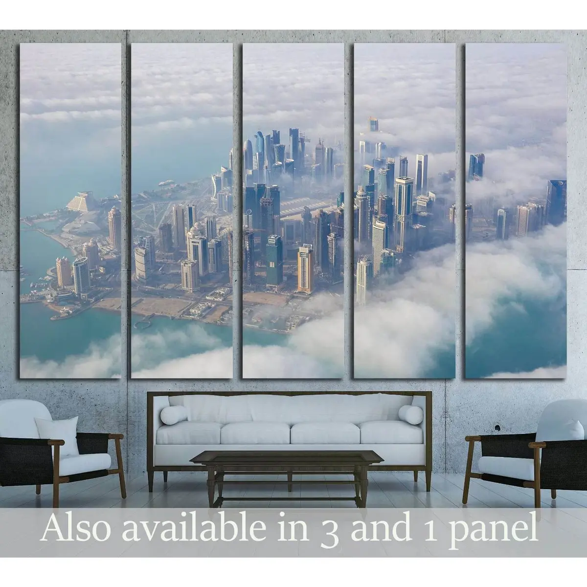 Doha Aerial Cityscape Canvas Art Print №2730 – Ready to Hang