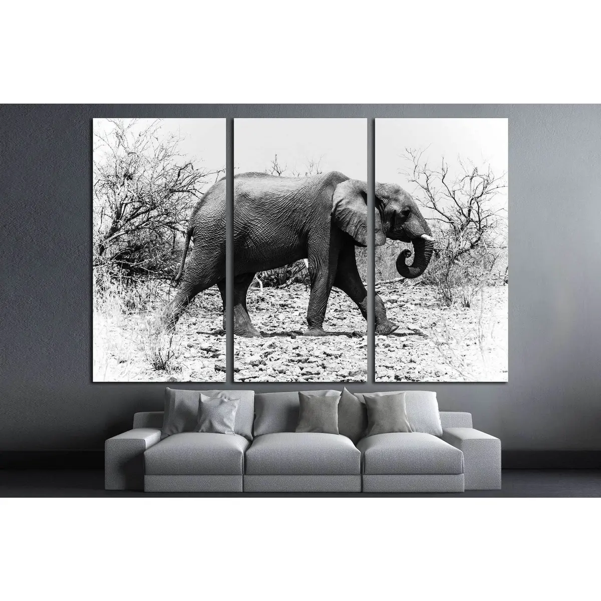 African Elephant Walks In The Bush (Chobe National Park, Botswana) №1846 Ready To Hang Canvas Print 5