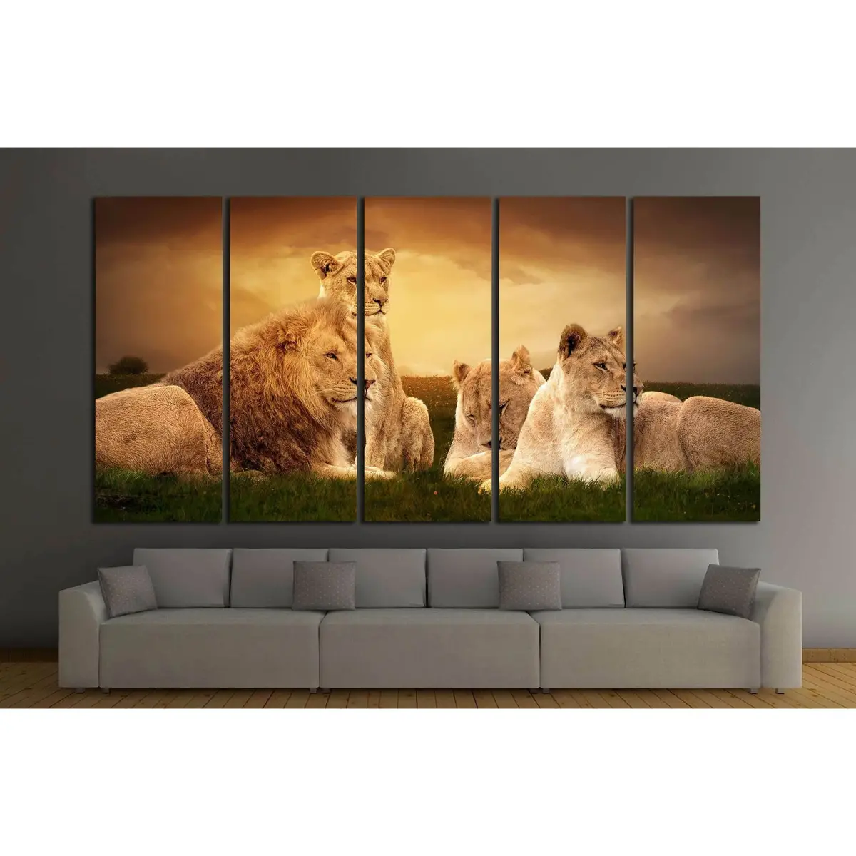 African Lion Sunset Canvas Art – Ready-to-Hang Wildlife Wall Decor - Image 3