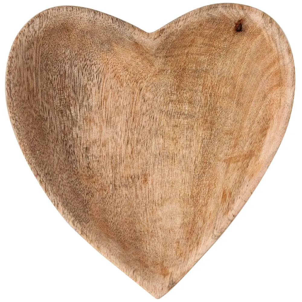 Heart-Shaped Mango Wood Bowl - 6" X 6.25" 1