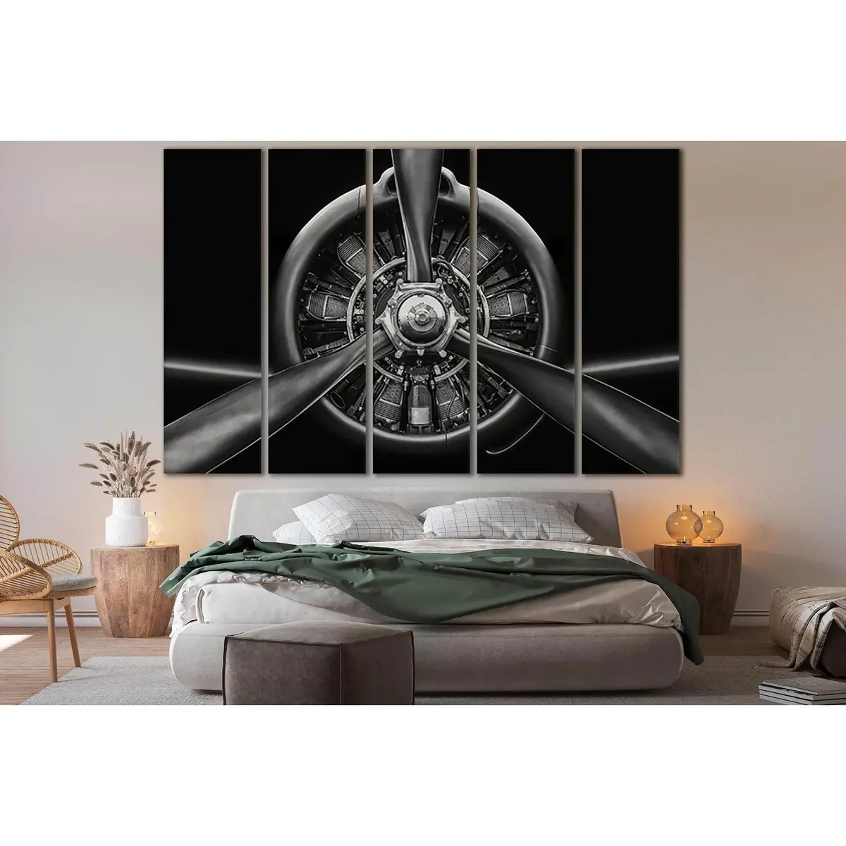 Vintage Aircraft Radial Engine SL755 Canvas Wall Art – Ready-to-Hang Print - Image 3