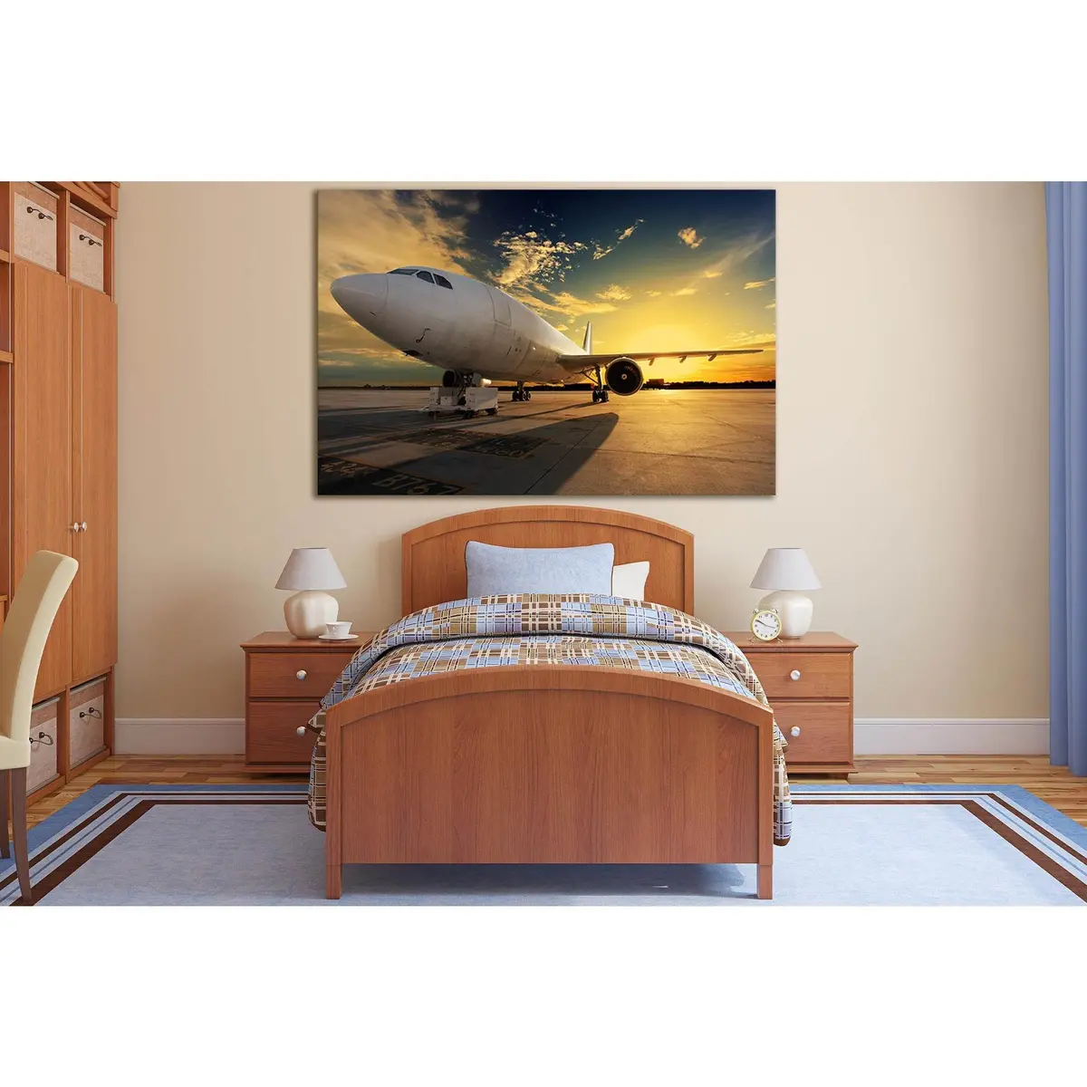 Airplane At Sunset №Sl1427 Ready To Hang Canvas Print 2