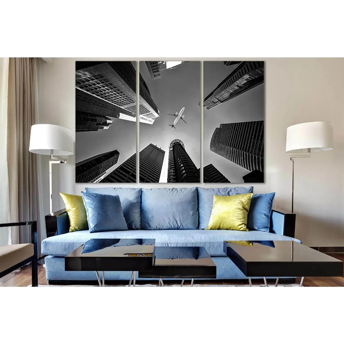 Airplane Flying Over Buildings №Sl836 Ready To Hang Canvas Print 5