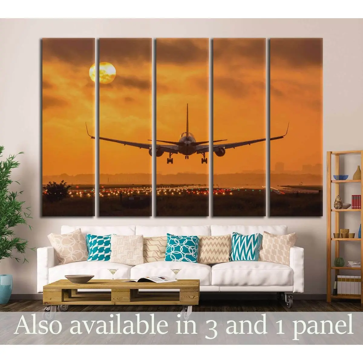 Sunset Airplane Canvas Art Print #146 – Premium Ready-to-Hang Wall Decor