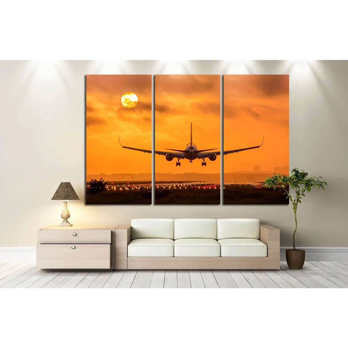 Airplane In Sunset №146 Ready To Hang Canvas Print 5