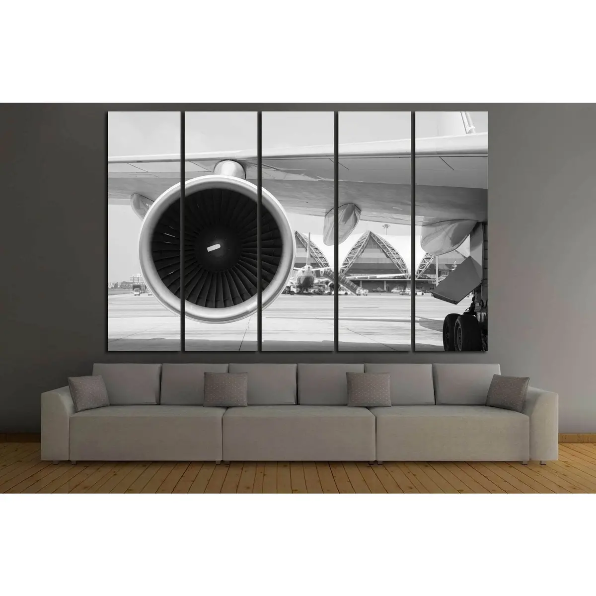 Turbine Airplane Canvas Wall Art #171.1 – Pre-Installed Hanging Hardware - Image 3
