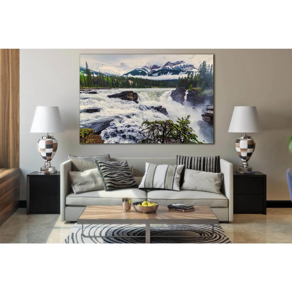 Alberta Mountain Canada Waterfall №Sl446 Ready To Hang Canvas Print 1