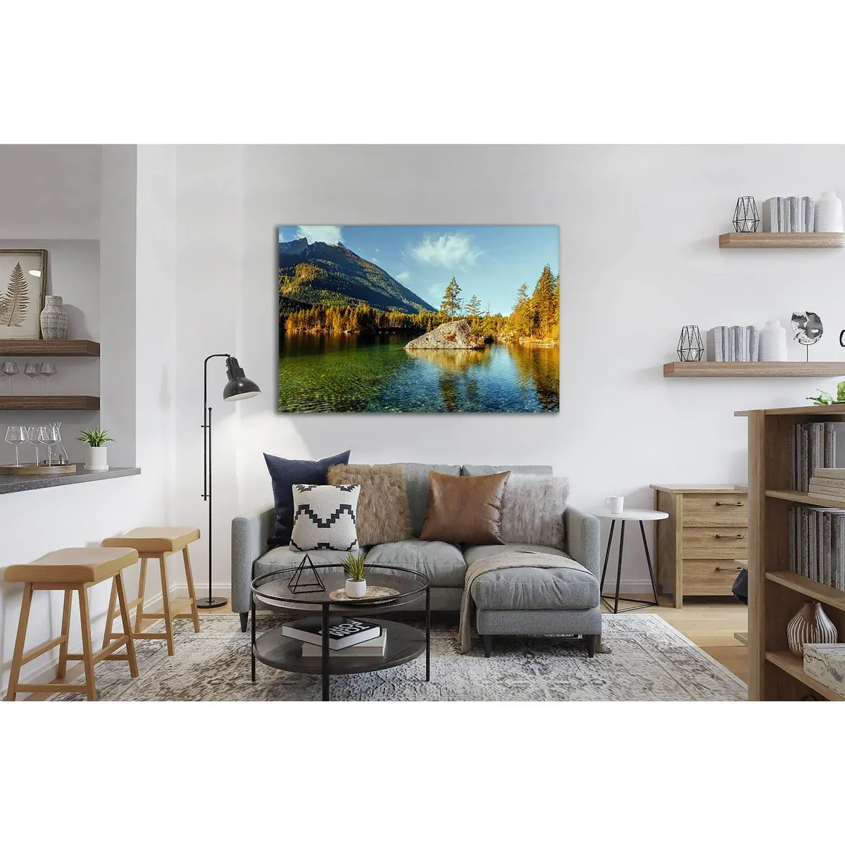 Alpine Highland With Mountains Lake №Sl05 Ready To Hang Canvas Print 1