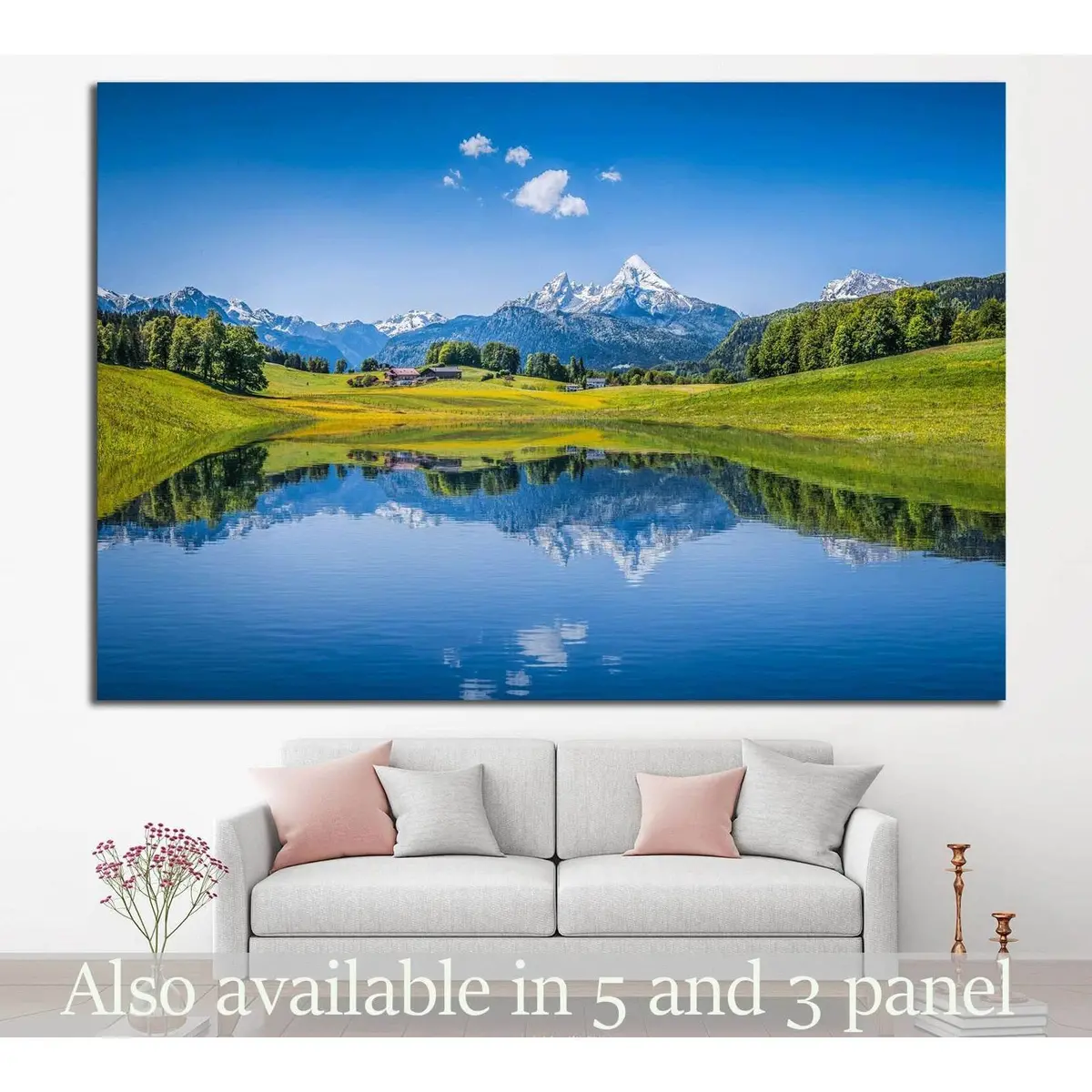 Alps With Clear Mountain Lake №24 Ready To Hang Canvas Print 1