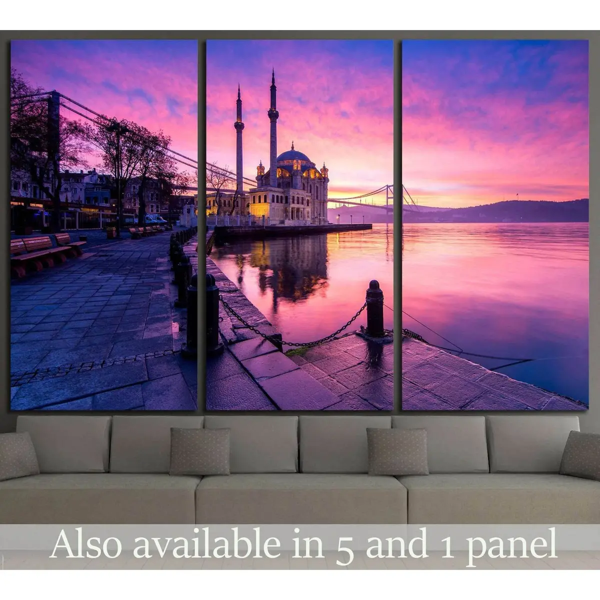 Amazing Sunrise At Ortakoy Mosque, Istanbul №1302 Ready To Hang Canvas Print 5