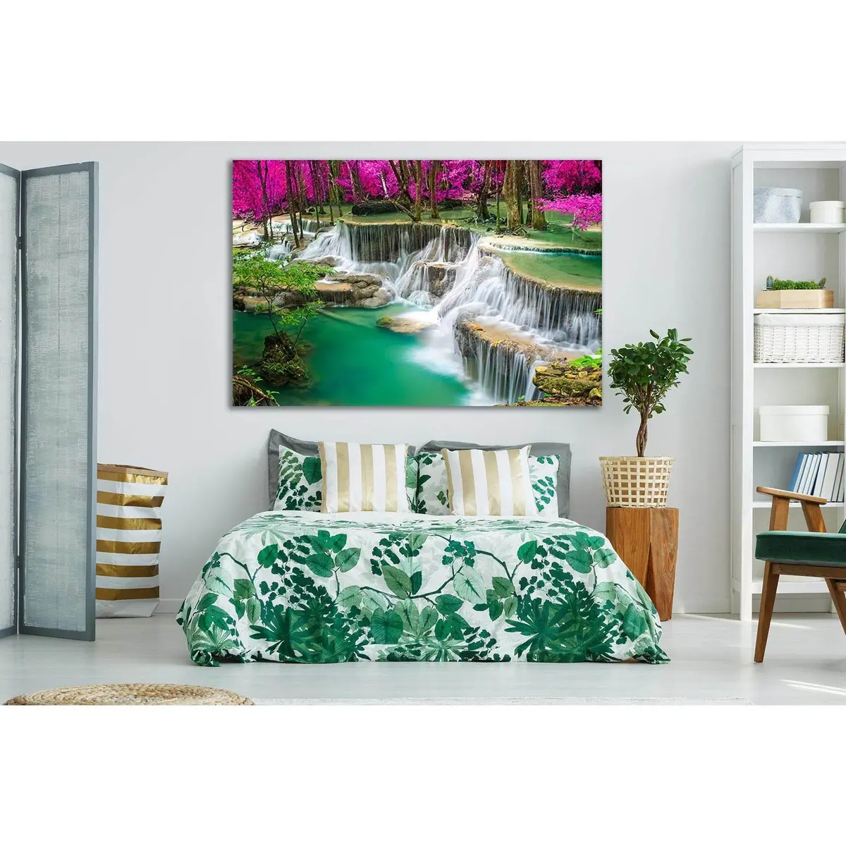 Amazing Waterfall In Colorful Autumn Forest №Sl483 Ready To Hang Canvas Print 1