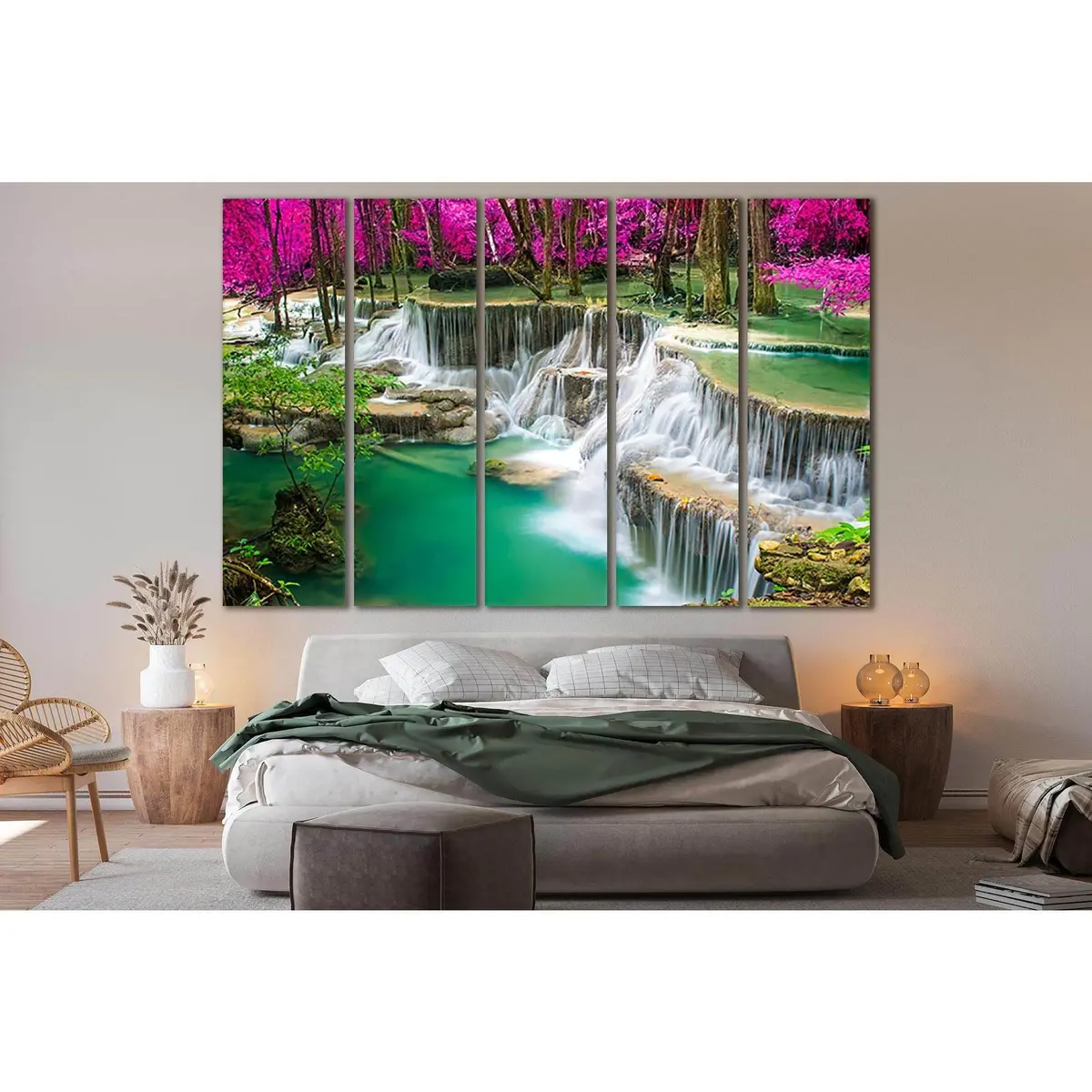 Vibrant Autumn Forest Waterfall Canvas Art №SL483 – Premium Ready-to-Hang Wall Decor - Image 3