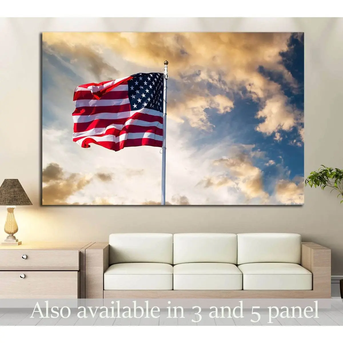 American Flag Waving №1295 Ready To Hang Canvas Print 1